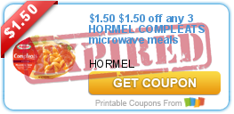 $1.50 off any 3 HORMEL COMPLEATS microwave meals